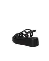 Gianmarco Sorelli 2264 Sandalo con zeppa in pelle intrecciata Nero