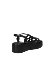 Gianmarco Sorelli 2264 Sandalo con zeppa in pelle intrecciata Nero