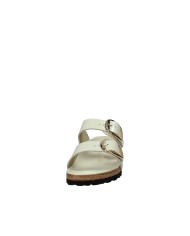 Birkenstock Arizona big.1026128 Sandalo Arizona Big Buckle in pelle naturale laccata Off White