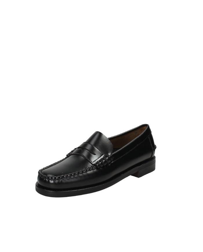 Sebago Classic Dan.M Mocassino uomo "penny loafer beefroll" in pelle spazzolata liscia Nero Sebago Classic Dan.M Mocassino uomo "penny loafer beefroll" in pelle spazzolata liscia Nero