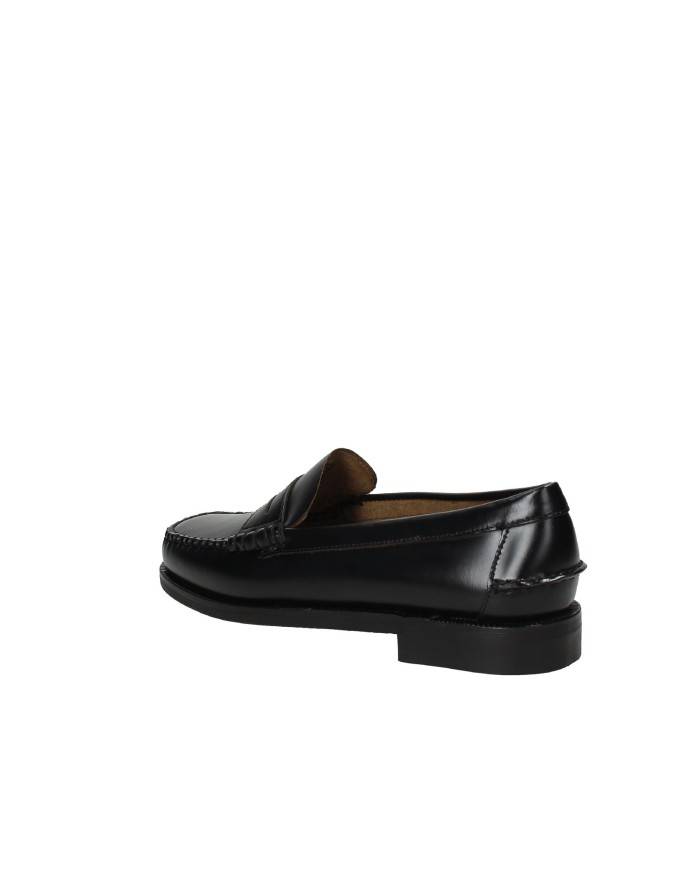 Sebago Classic Dan.M Mocassino uomo "penny loafer beefroll" in pelle spazzolata liscia Nero