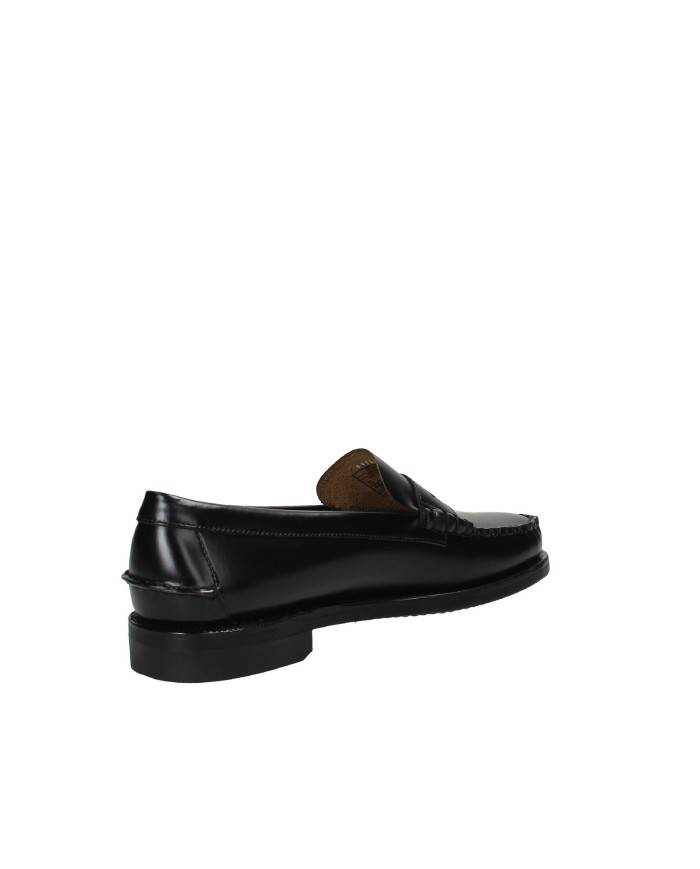 Sebago Classic Dan.M Mocassino uomo "penny loafer beefroll" in pelle spazzolata liscia Nero