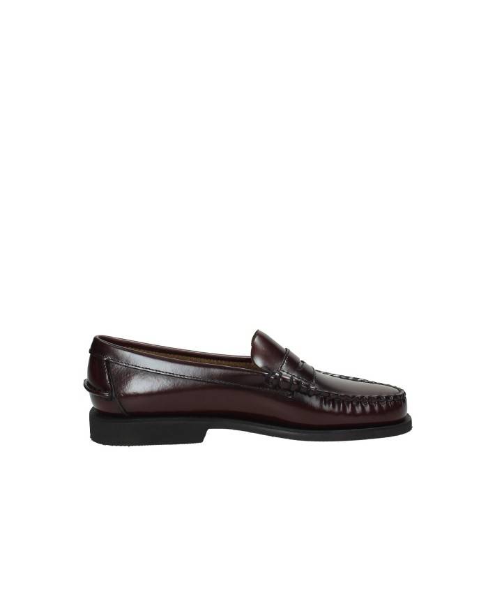 Sebago Dan Po.W Mocassino donna "penny loafer beefroll" in pelle spazzolata liscia Bordeaux