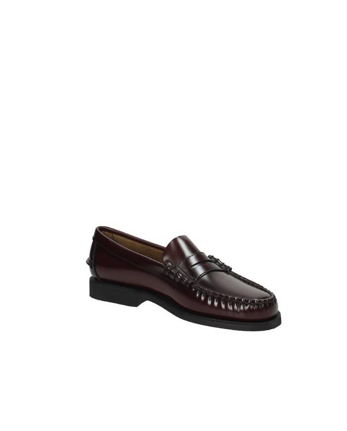 Sebago Dan Po.W Mocassino donna "penny loafer beefroll" in pelle spazzolata liscia Bordeaux