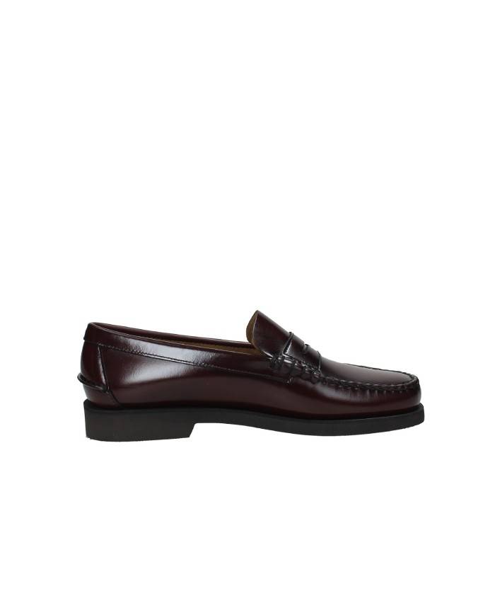 Sebago Dan Po.M Mocassino uomo "penny loafer beefroll" in pelle spazzolata liscia Bordeaux