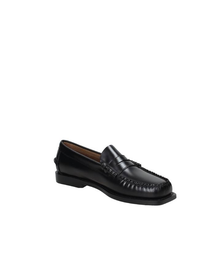 Sebago Madison.W Mocassino donna punta squadrata in pelle spazzolata Nero