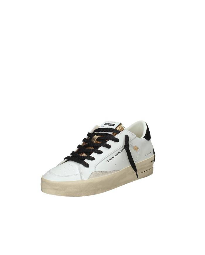 Crime London Sk8 Delux.25192 Sneaker basse donna in pelle e pailettes Bianco e Oro Crime London Sk8 Delux.25192 Sneaker basse donna in pelle e pailettes Bianco e Oro