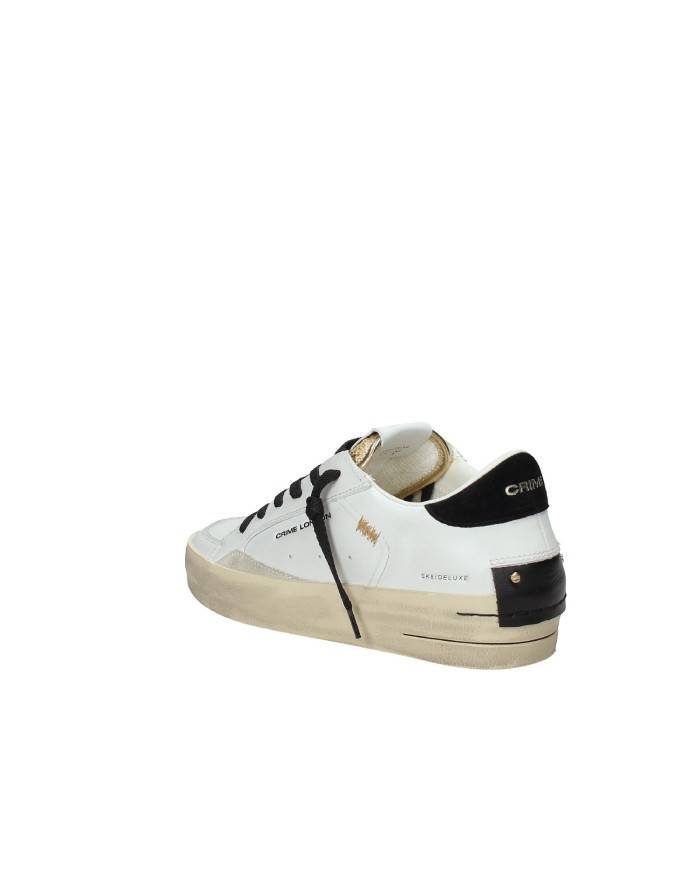 Crime London Sk8 Delux.25192 Sneaker basse donna in pelle e pailettes Bianco e Oro Crime London Sk8 Delux.25192 Sneaker basse donna in pelle e pailettes Bianco e Oro