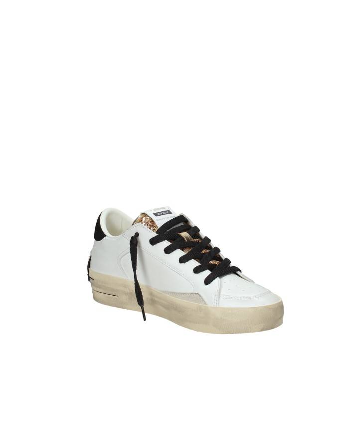 Crime London Sk8 Delux.25192 Sneaker basse donna in pelle e pailettes Bianco e Oro Crime London Sk8 Delux.25192 Sneaker basse donna in pelle e pailettes Bianco e Oro