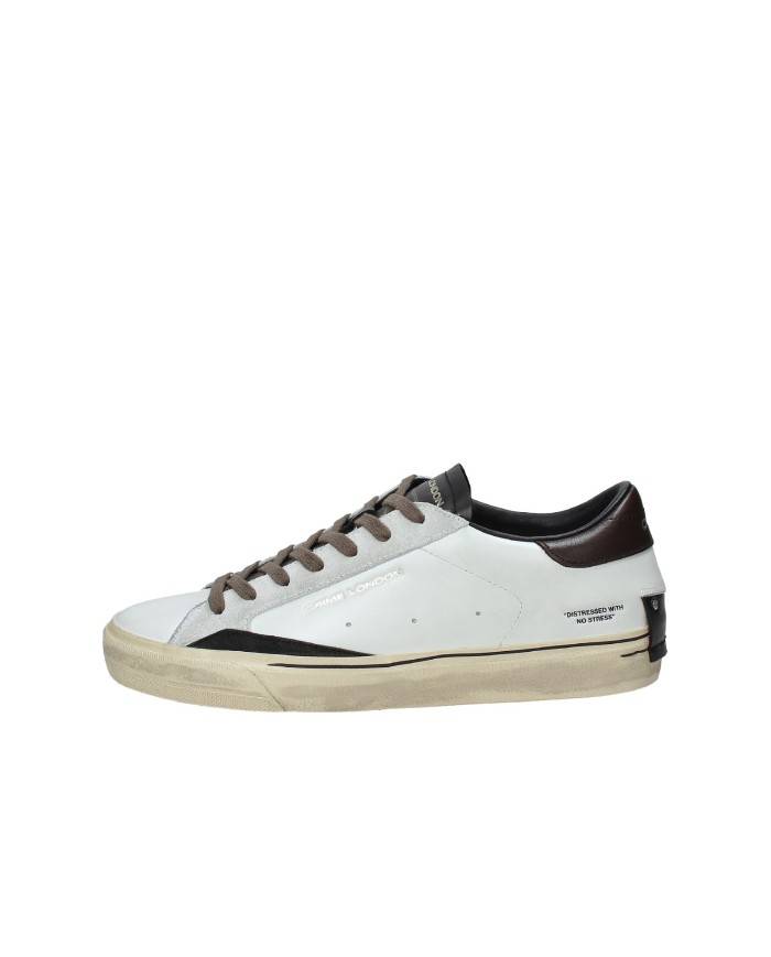 Crime London distressed.11075 Sneaker bassa uomo in pelle Bianco e Nero Crime London distressed.11075 Sneaker bassa uomo in pelle Bianco e Nero