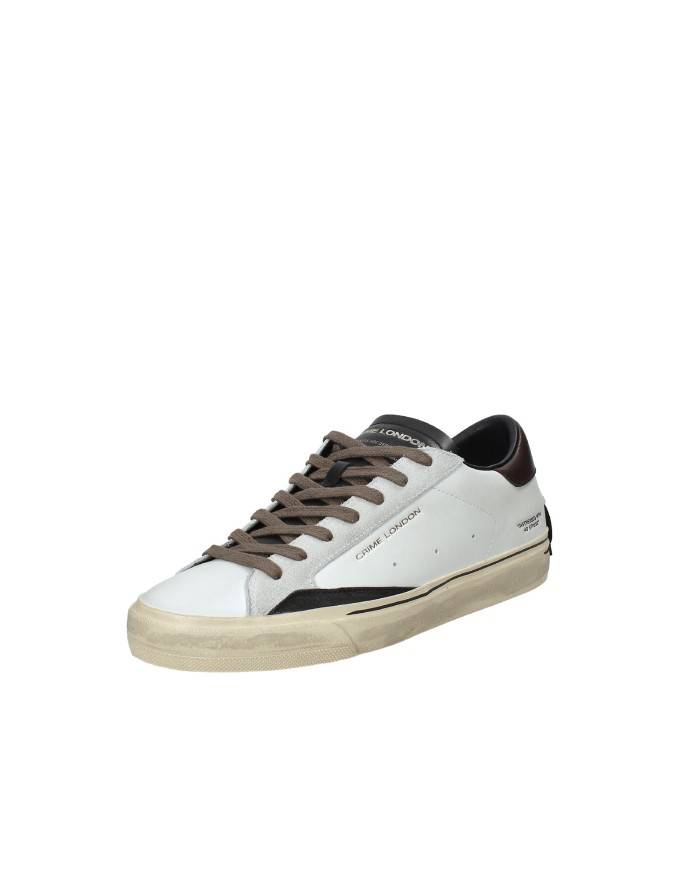 Crime London distressed.11075 Sneaker bassa uomo in pelle Bianco e Nero Crime London distressed.11075 Sneaker bassa uomo in pelle Bianco e Nero