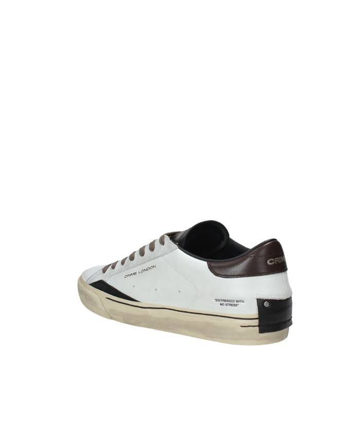 Crime London distressed.11075 Sneaker bassa uomo in pelle Bianco e Nero