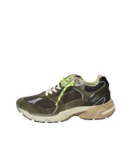 Crime London Fugitive.11301 Sneaker running uomo in camoscio e tessuto Verde Militare