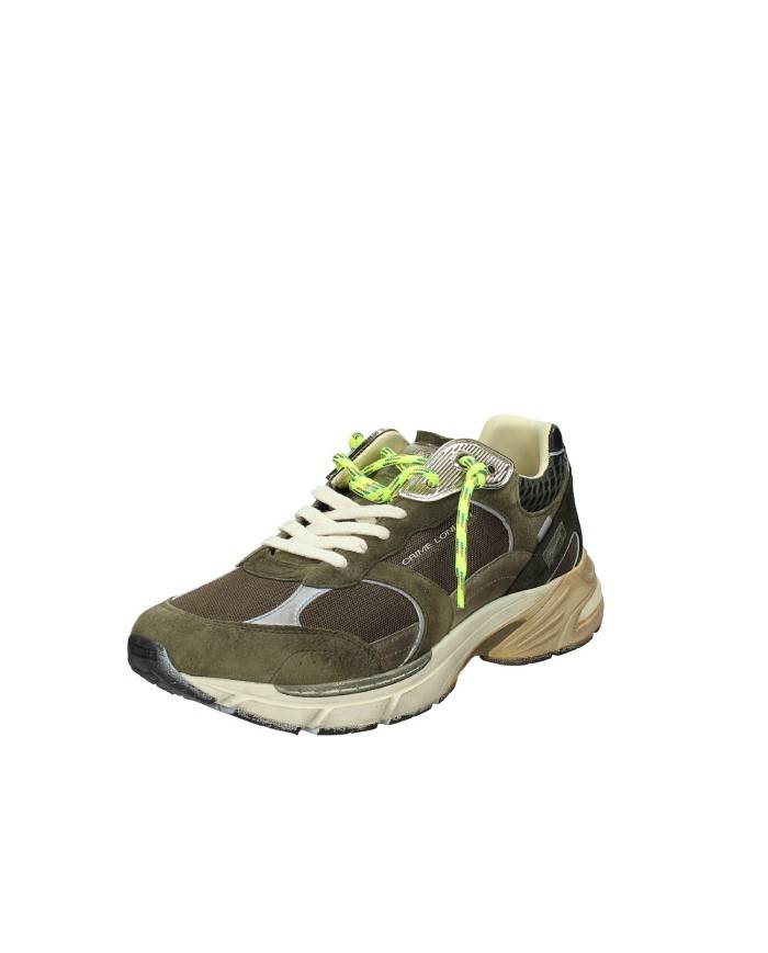 Crime London Fugitive.11301 Sneaker running uomo in camoscio e tessuto Verde Militare Crime London Fugitive.11301 Sneaker running uomo in camoscio e tessuto Verde Militare
