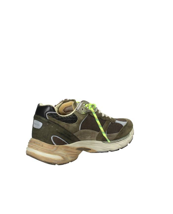 Crime London Fugitive.11301 Sneaker running uomo in camoscio e tessuto Verde Militare