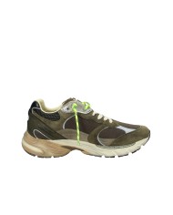 Crime London Fugitive.11301 Sneaker running uomo in camoscio e tessuto Verde Militare