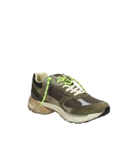 Crime London Fugitive.11301 Sneaker running uomo in camoscio e tessuto Verde Militare