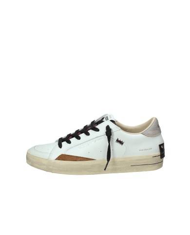Crime London Sk8 Delux.11104 Sneaker basse uomo in pelle e patch camoscio Bianco e Marrone Crime London Sk8 Delux.11104 Sneaker basse uomo in pelle e patch camoscio Bianco e Marrone