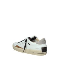 Crime London Sk8 Delux.11104 Sneaker basse uomo in pelle e patch camoscio Bianco e Marrone