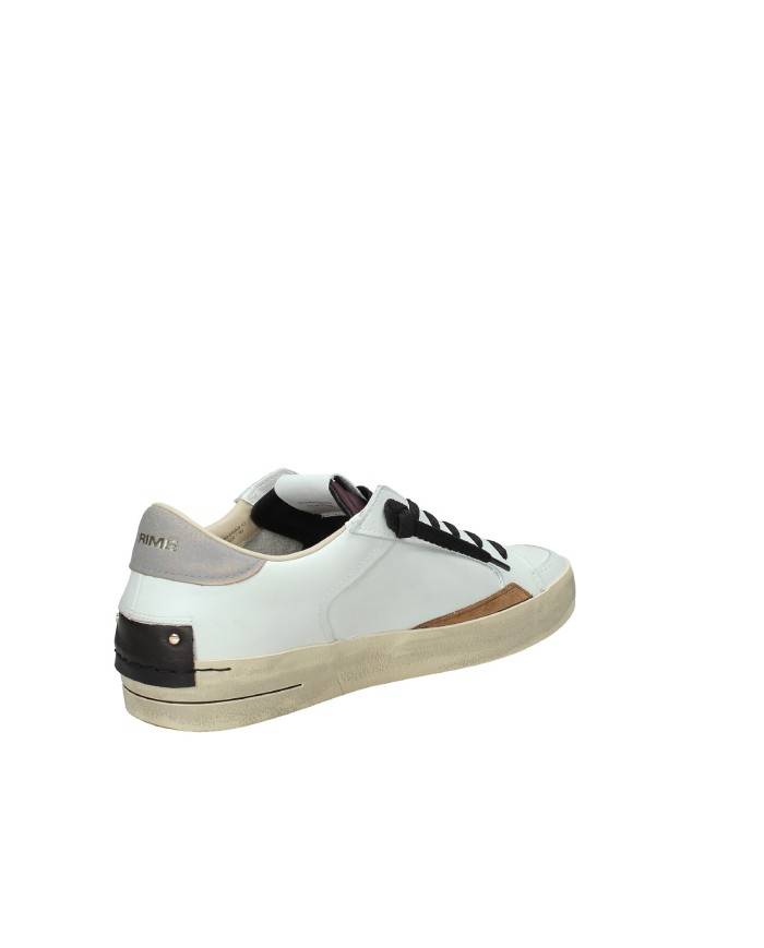 Crime London Sk8 Delux.11104 Sneaker basse uomo in pelle e patch camoscio Bianco e Marrone