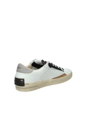 Crime London Sk8 Delux.11104 Sneaker basse uomo in pelle e patch camoscio Bianco e Marrone
