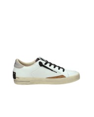 Crime London Sk8 Delux.11104 Sneaker basse uomo in pelle e patch camoscio Bianco e Marrone
