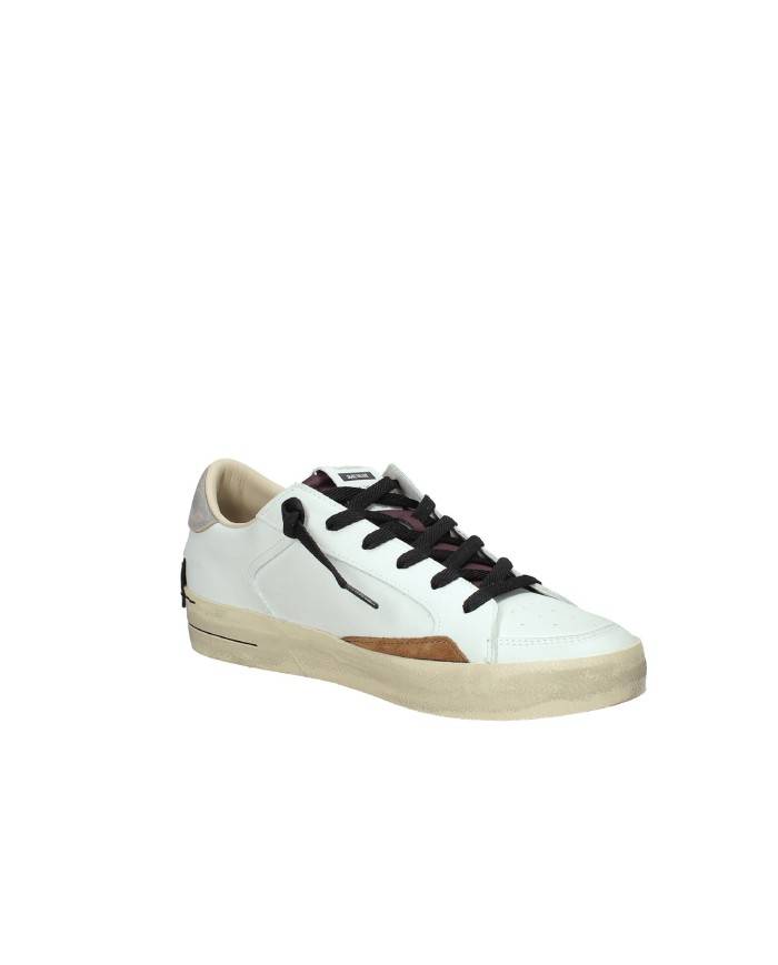 Crime London Sk8 Delux.11104 Sneaker basse uomo in pelle e patch camoscio Bianco e Marrone