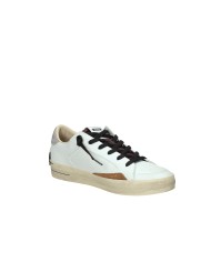 Crime London Sk8 Delux.11104 Sneaker basse uomo in pelle e patch camoscio Bianco e Marrone