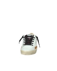 Crime London Sk8 Delux.11104 Sneaker basse uomo in pelle e patch camoscio Bianco e Marrone