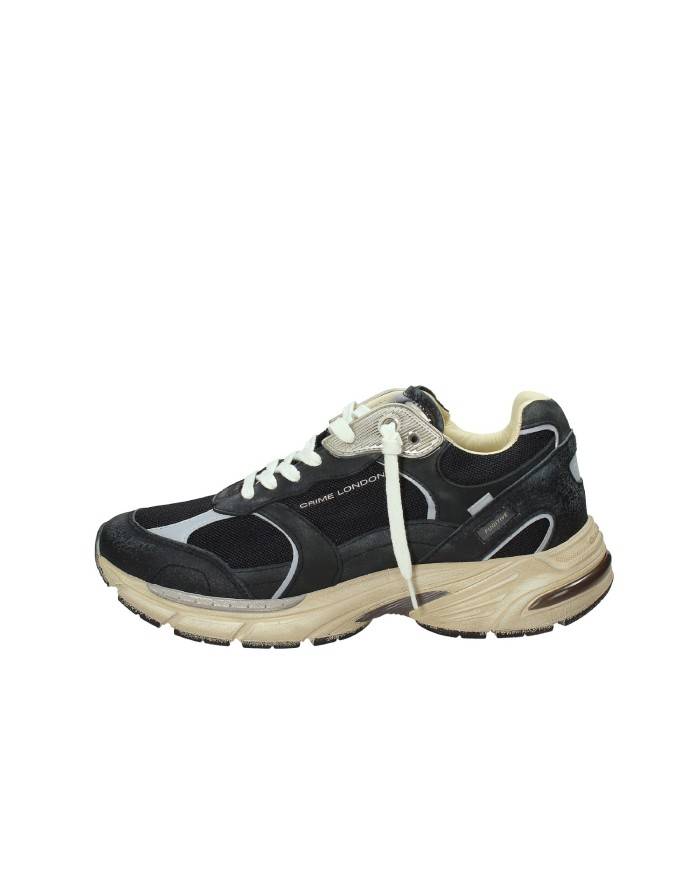 Crime London Fugitive.14302 Sneaker running uomo in pelle e tessuto Nero Crime London Fugitive.14302 Sneaker running uomo in pelle e tessuto Nero