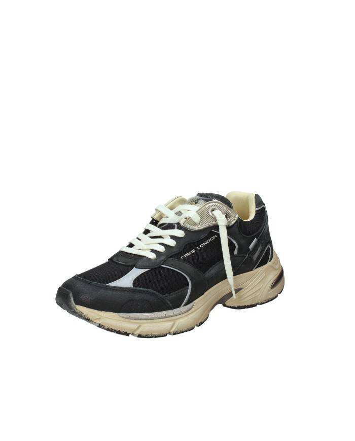 Crime London Fugitive.14302 Sneaker running uomo in pelle e tessuto Nero Crime London Fugitive.14302 Sneaker running uomo in pelle e tessuto Nero