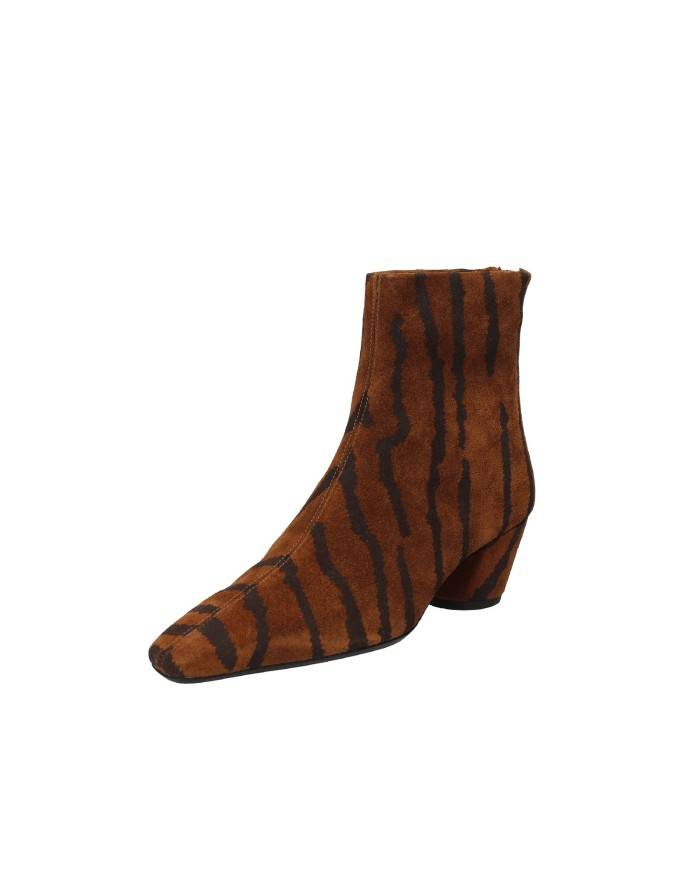 JVAM Beatrice40005 Tronchetto donna con zip in camoscio animalier Cognac