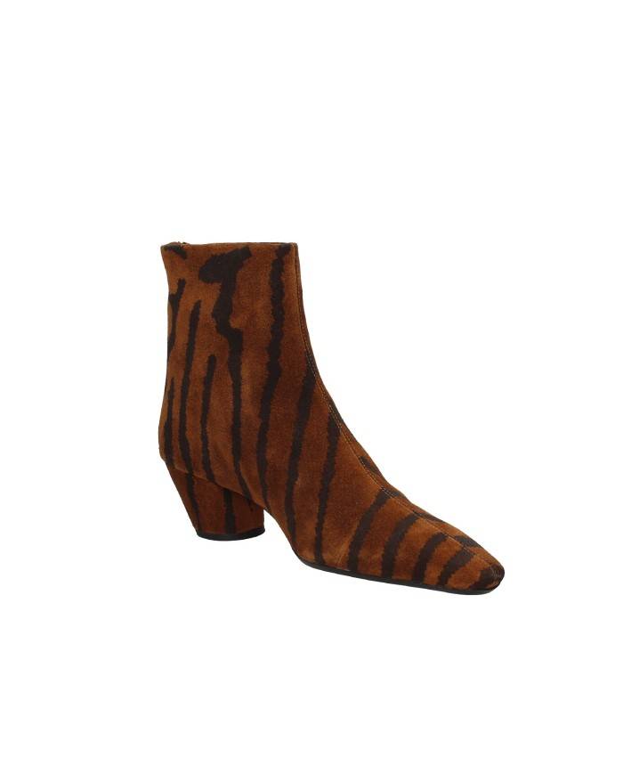 JVAM Beatrice40005 Tronchetto donna con zip in camoscio animalier Cognac