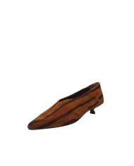 JVAM Grant40177 Décolleté accollata "kitten heels" in camoscio animalier Cognac