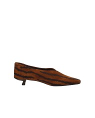 JVAM Grant40177 Décolleté accollata "kitten heels" in camoscio animalier Cognac