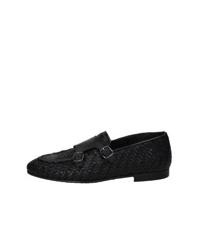 Pawelk's 22181 Mocassino in pelle intrecciata con due fibbie Nero Pawelk's 22181 Mocassino in pelle intrecciata con due fibbie Nero