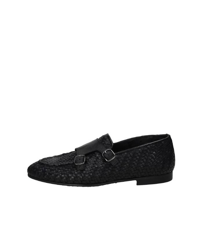 Pawelk's 22181 Mocassino in pelle intrecciata con due fibbie Nero Pawelk's 22181 Mocassino in pelle intrecciata con due fibbie Nero