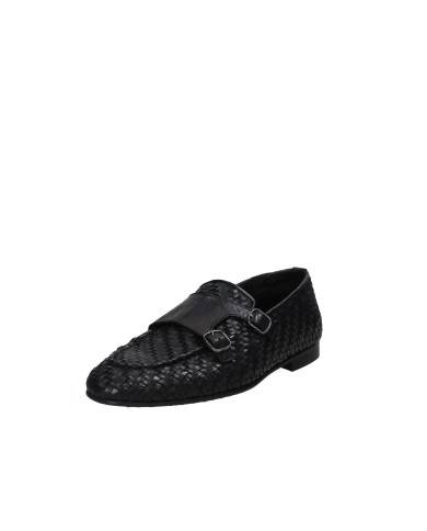 Pawelk's 22181 Mocassino in pelle intrecciata con due fibbie Nero Pawelk's 22181 Mocassino in pelle intrecciata con due fibbie Nero