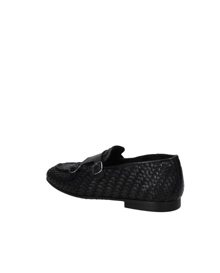 Pawelk's 22181 Mocassino in pelle intrecciata con due fibbie Nero Pawelk's 22181 Mocassino in pelle intrecciata con due fibbie Nero
