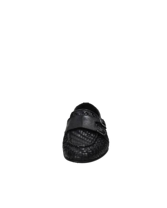 Pawelk's 22181 Mocassino in pelle intrecciata con due fibbie Nero Pawelk's 22181 Mocassino in pelle intrecciata con due fibbie Nero