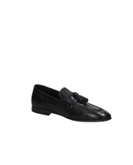 Pawelk's 25202 Mocassino in pelle stampa coccodrillo con nappine Nero