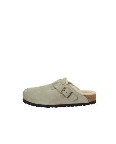 Birkenstock Boston Shearling.1028299 Sabot con pelliccia in pelle scamosciata Taupe Birkenstock Boston Shearling.1028299 Sabot con pelliccia in pelle scamosciata Taupe