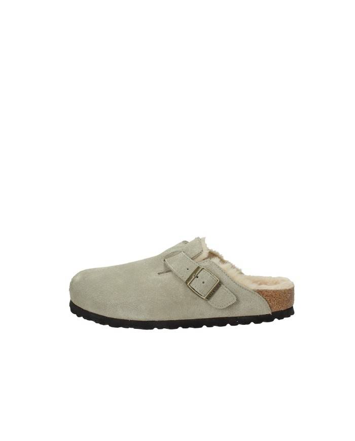 Birkenstock Boston Shearling.1028299 Sabot con pelliccia in pelle scamosciata Taupe Birkenstock Boston Shearling.1028299 Sabot con pelliccia in pelle scamosciata Taupe