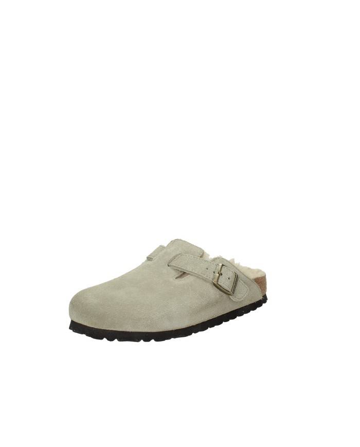 Birkenstock Boston Shearling.1028299 Sabot con pelliccia in pelle scamosciata Taupe Birkenstock Boston Shearling.1028299 Sabot con pelliccia in pelle scamosciata Taupe