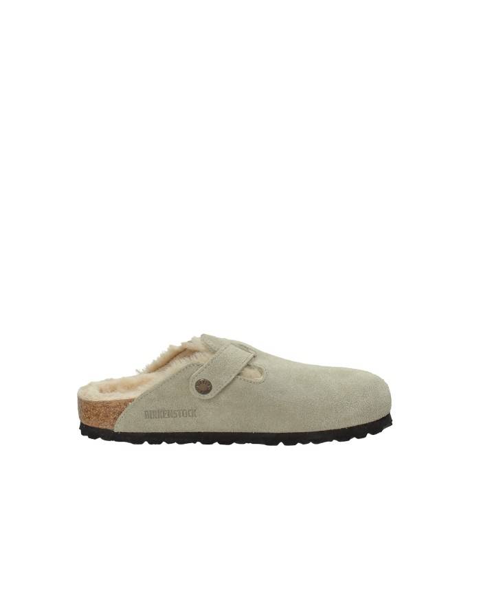 Birkenstock Boston Shearling.1028299 Sabot con pelliccia in pelle scamosciata Taupe Birkenstock Boston Shearling.1028299 Sabot con pelliccia in pelle scamosciata Taupe