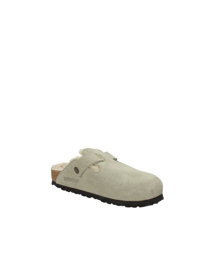 Birkenstock Boston Shearling.1028299 Sabot con pelliccia in pelle scamosciata Taupe Birkenstock Boston Shearling.1028299 Sabot con pelliccia in pelle scamosciata Taupe