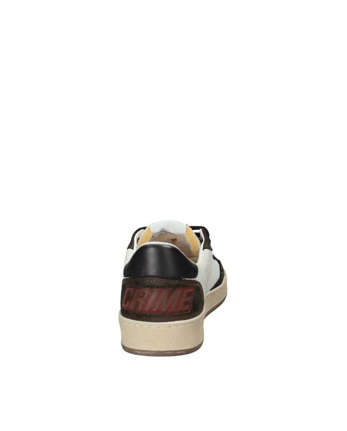 Crime London Chelsea.11200 Sneaker basse uomo in pelle e camoscio Bianco e Marrone