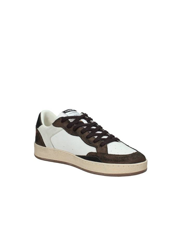 Crime London Chelsea.11200 Sneaker basse uomo in pelle e camoscio Bianco e Marrone