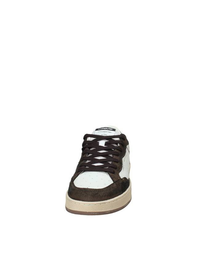 Crime London Chelsea.11200 Sneaker basse uomo in pelle e camoscio Bianco e Marrone