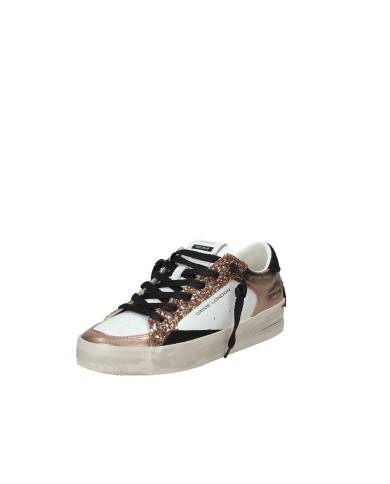 Crime London Sk8 Delux.25110 Sneaker basse donna in pelle e glitter Bianco e Rame Crime London Sk8 Delux.25110 Sneaker basse donna in pelle e glitter Bianco e Rame